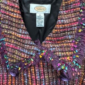 Talbots Multicolor Tweed Cropped Jacket Blazer Size 8 Made USA